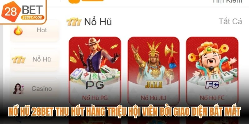 Nổ hũ 28BET thu hút hàng triệu hội viên bởi giao diện bắt mắt