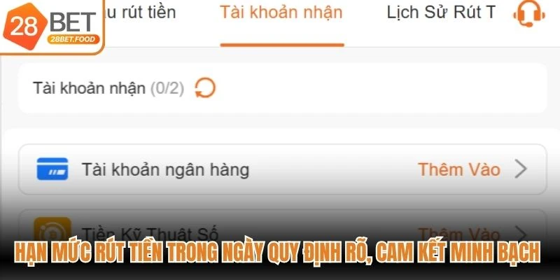 Hạn mức rút tiền trong ngày quy định rõ, cam kết minh bạch nhất